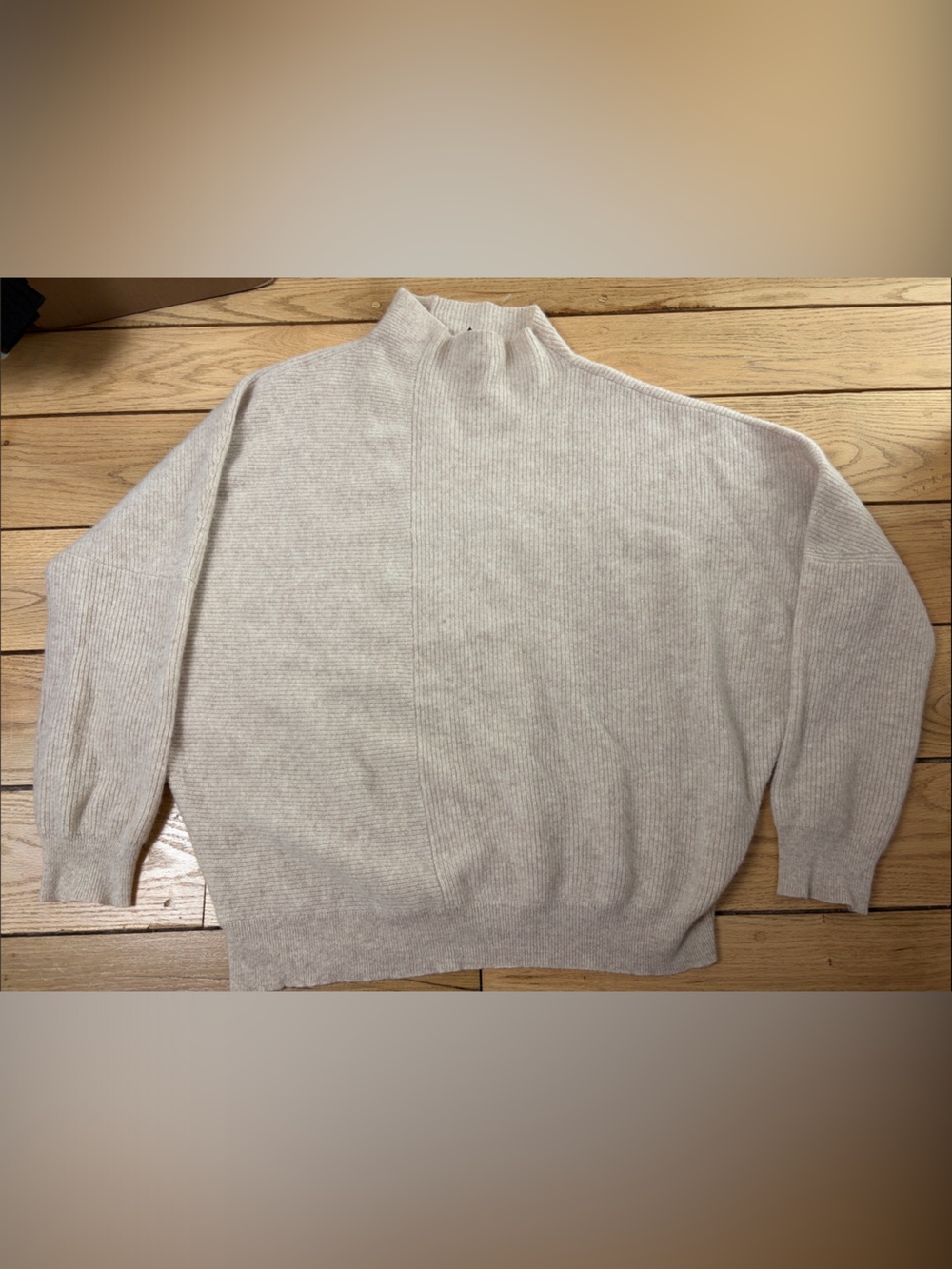Saks Fifth Avenue Light Cream Ribbed Turtleneck Sweater